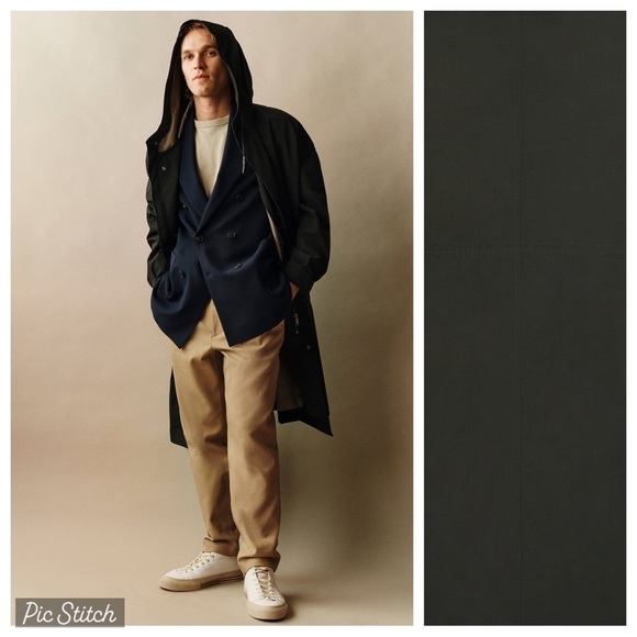 NWT. Zara Man Green Water-Repellent Hooded Parka. Size M.